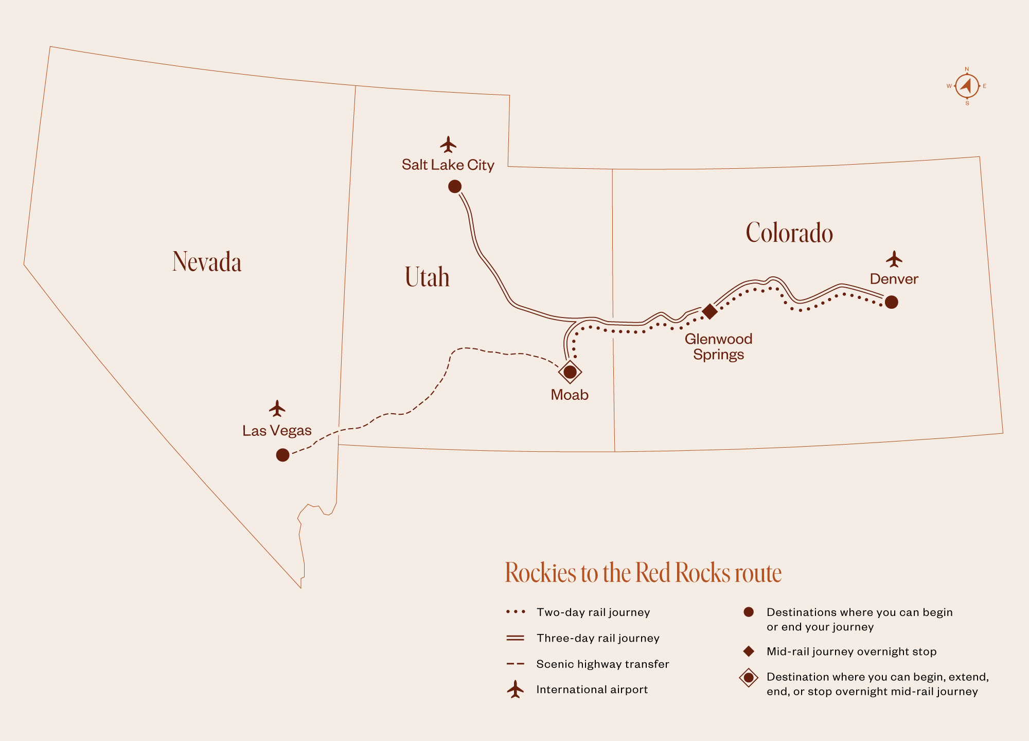 Canyon Spirit Rockies to the Red Rocks route map